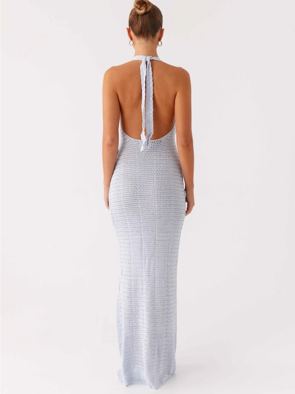 Peppermayo Light Blue Crochet Maxi Skirt with Floral Appliqué - Picture 2 of 6